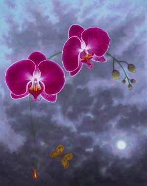 Fiery Phalaenopsis Over Butterfly