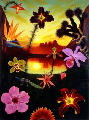 Desert Sunset Over Garden