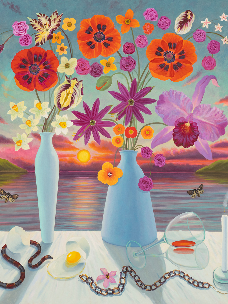 2025:09:22Still-Life-With-Blue-Vase-and-Coral-Snake22-2023-4822-x-4822-oil-on-linen-on-aluminum-stretcher–scaled2