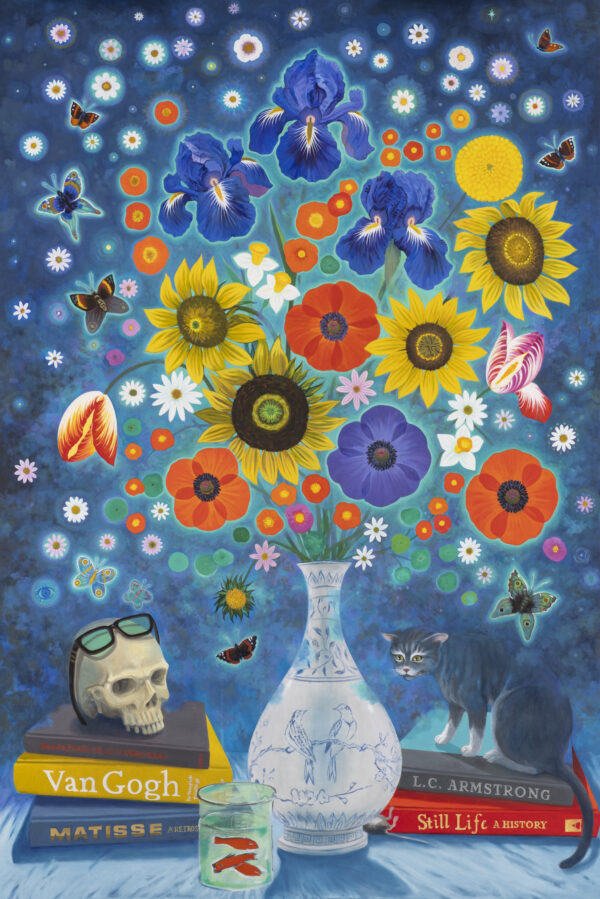 Still Life with Books and Bouquet